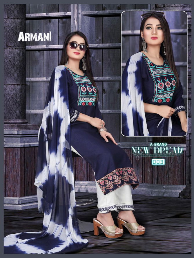 Aagya Armani Pant 1 Rayon Designer Fancy Wear Kurti Pant With Dupatta Collection